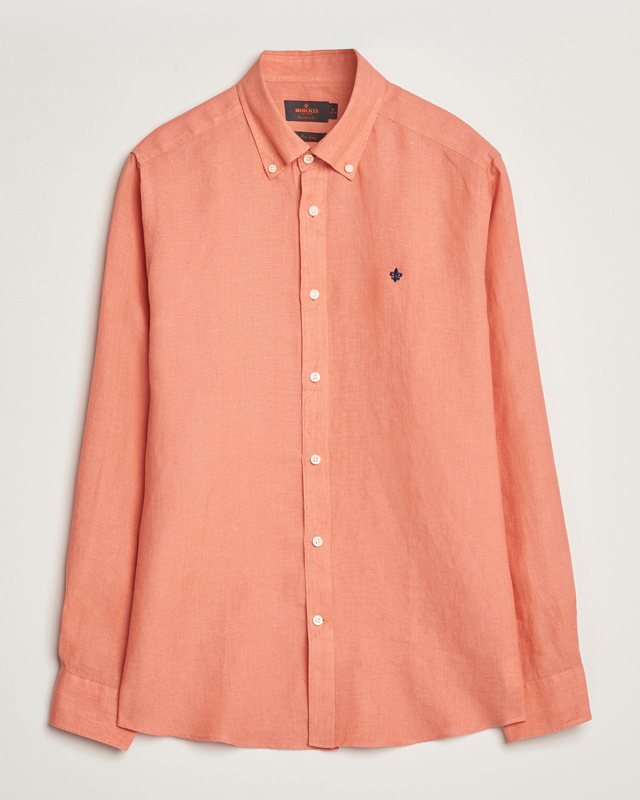 Morris Douglas Linen Button Down Shirt Burnt Orange