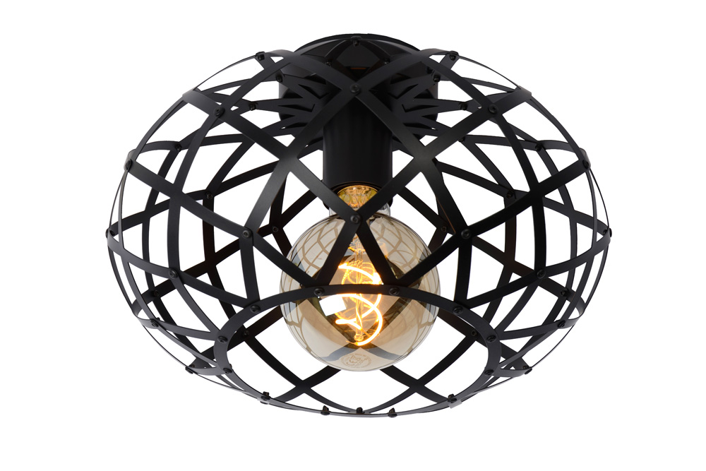 Lucide Wolfram plafondlamp 30cm 1x E27 zwart