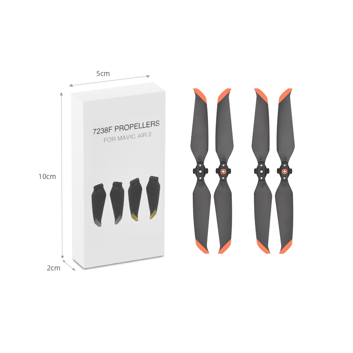 2 par 7238F propell erstatning for DJI MAVIC AIR 2S Oransje