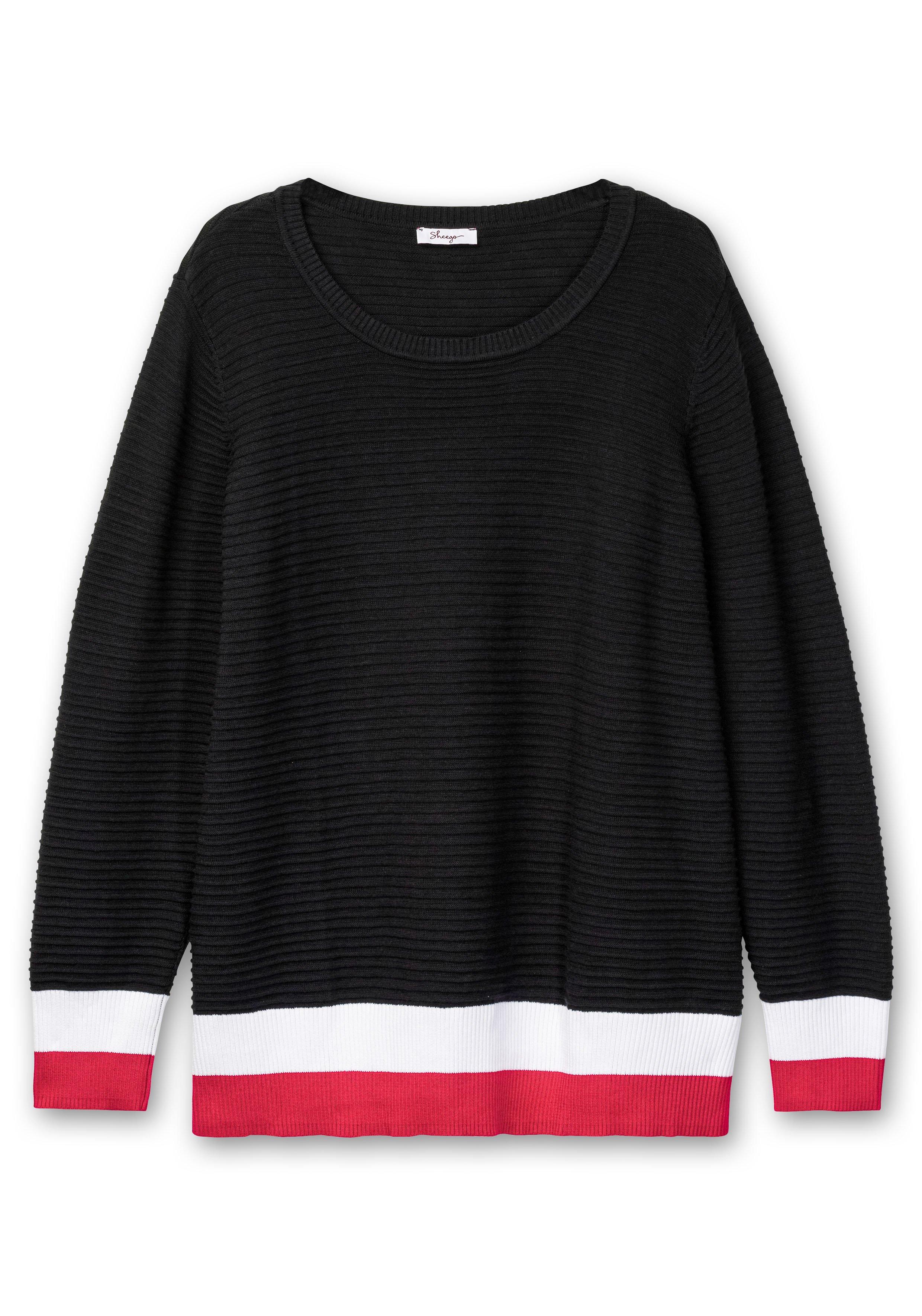 Pullover in Rippoptik, mit Ringelbündchen