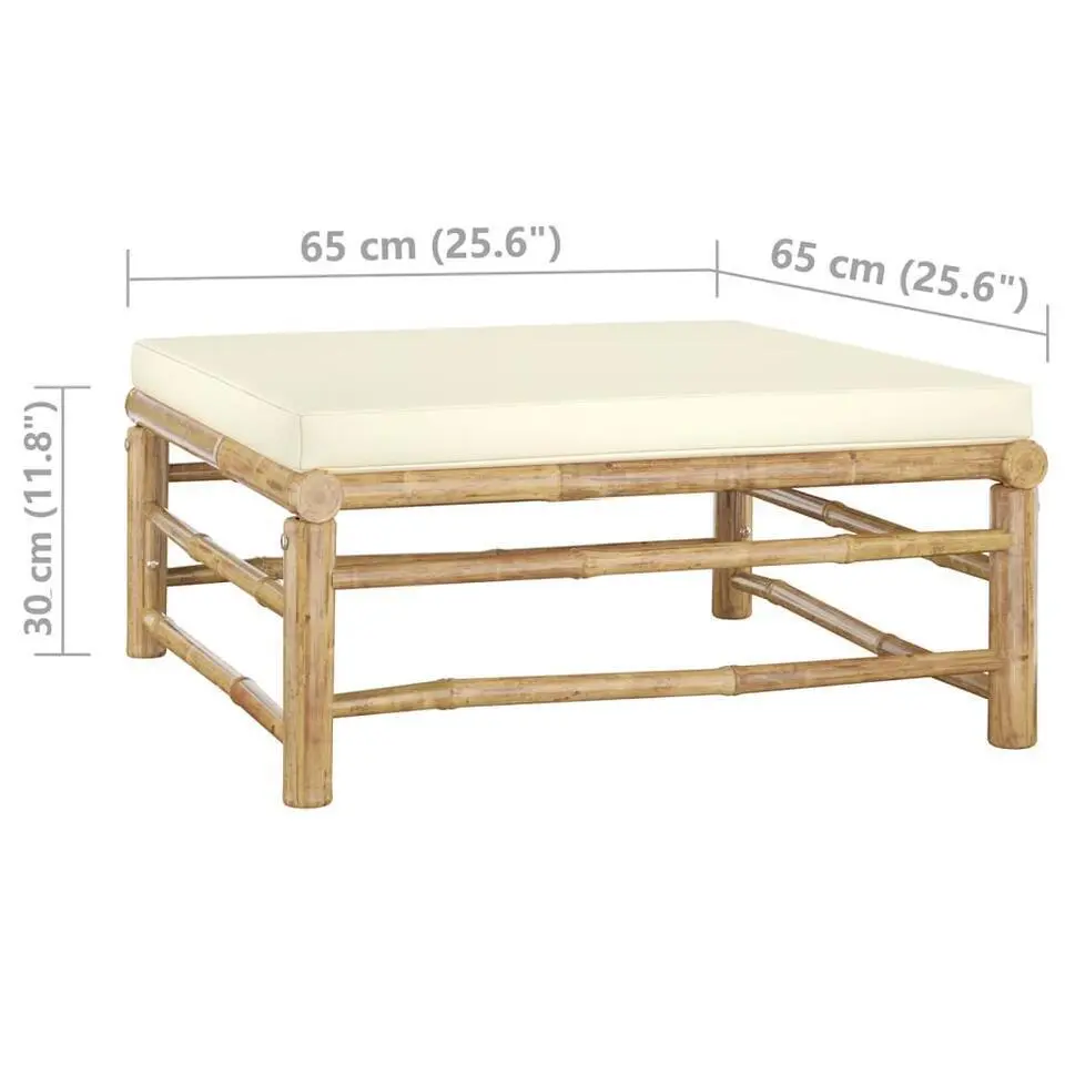 vidaXL - Loungeset - Wit - Bamboe - 5 stuks - Met kussens