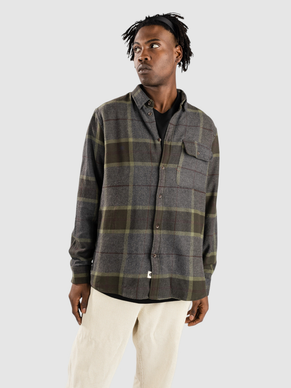 Anerkjendt Akleif Brushed Check Shirt dark grey mel