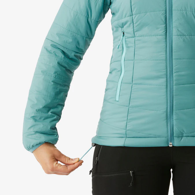 Decathlon Forclaz - Jaqueta acolchoada feminina Forclaz para mochilão em montanha com capuz - MT100 23°F
