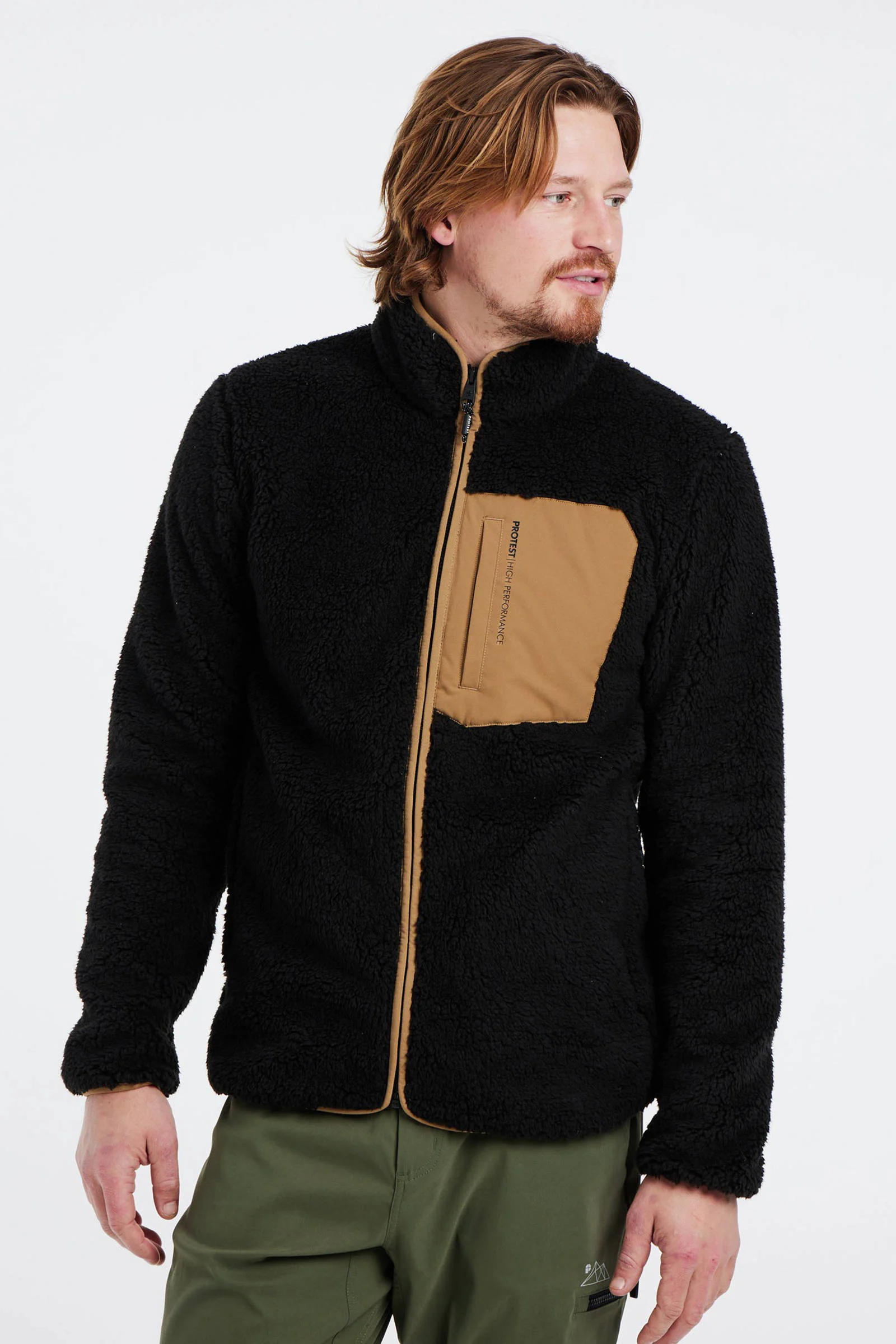 Protest teddy fleece vest Tava zwart/zand