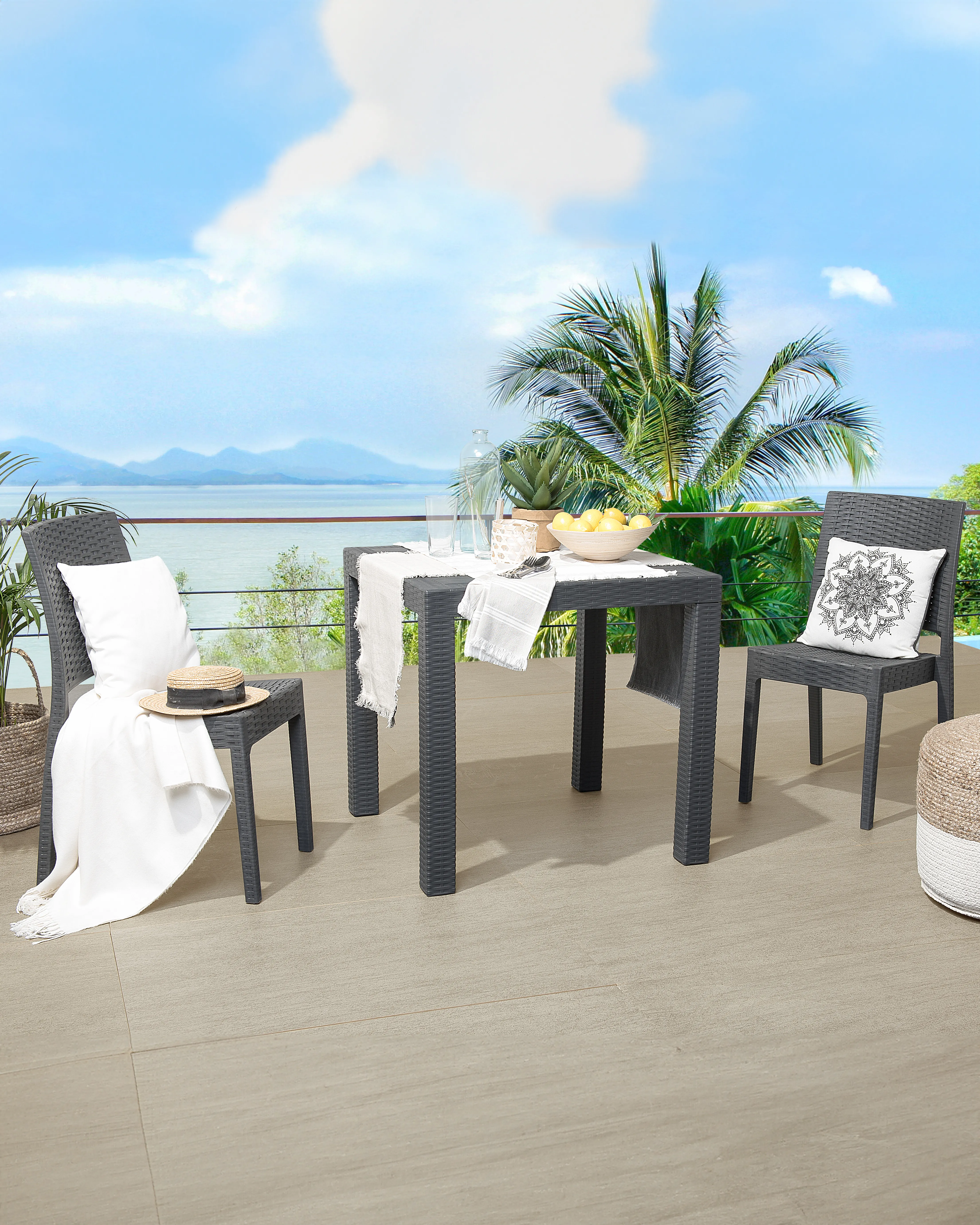 Set van 2 tuinstoelen FOSSANO Synthetisch materiaal Grafietgrijs