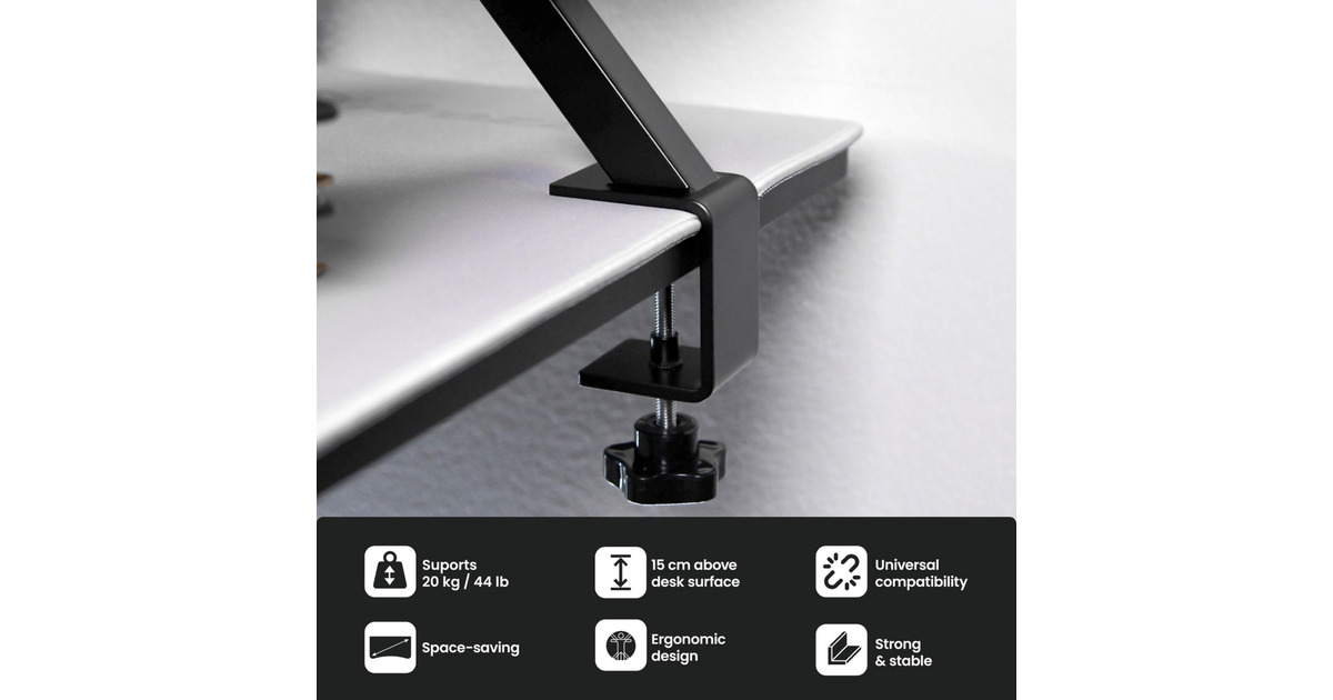 ArozziArena Desk Riser Large - Black bevestiging  (Zwart)