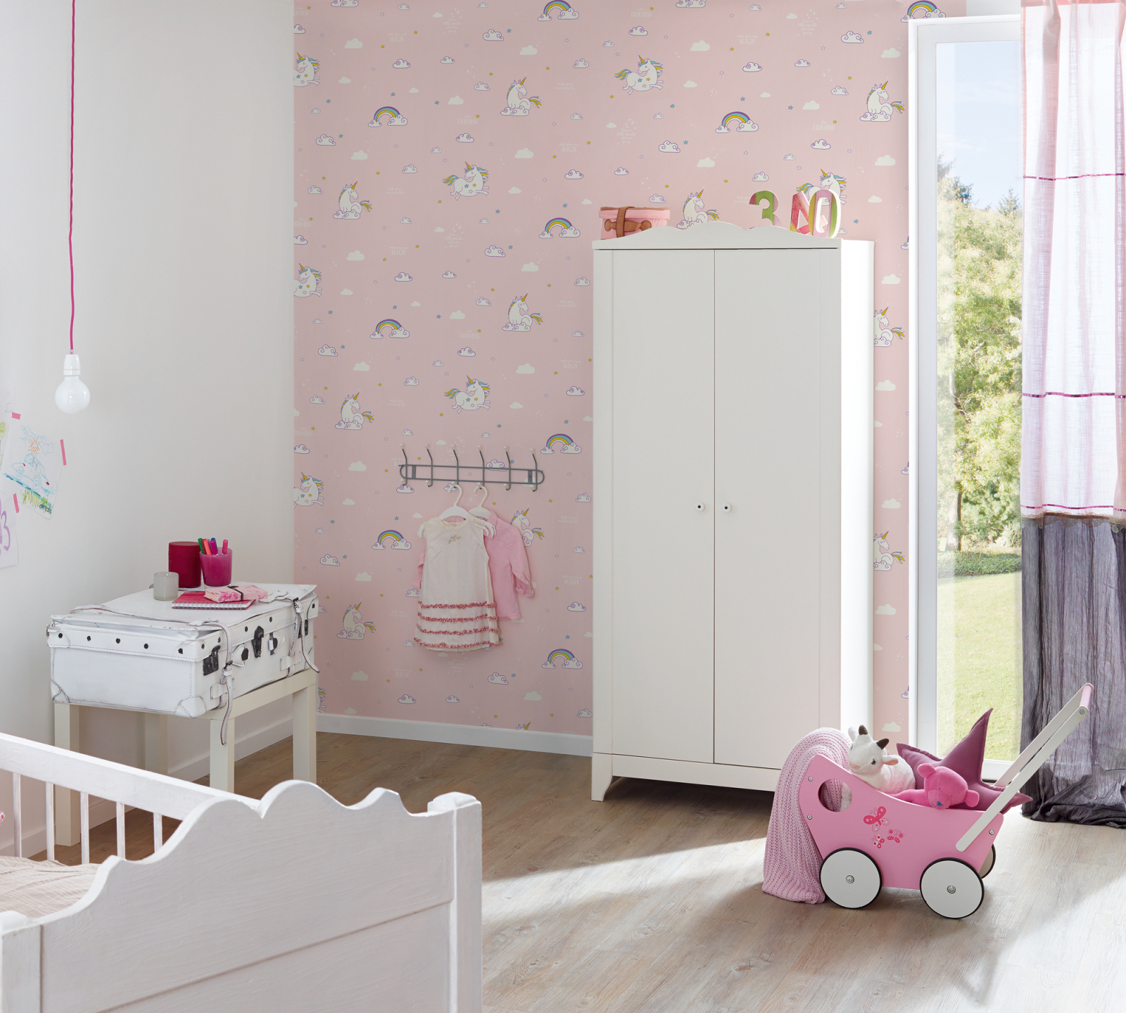 Papiertapete BOYS & GIRLS 6 - rosa-gelb - 10 Meter