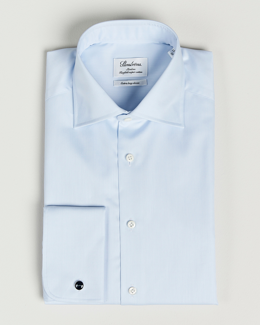 Stenströms Slimline X-Long Sleeve Double Cuff Shirt Light Blue