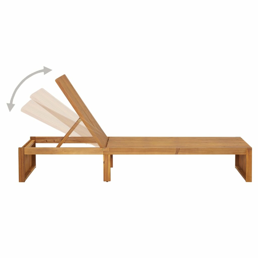 Transat chaise longue bain de soleil lit de jardin terrasse meuble d'extérieur avec coussin bois d'acacia solide