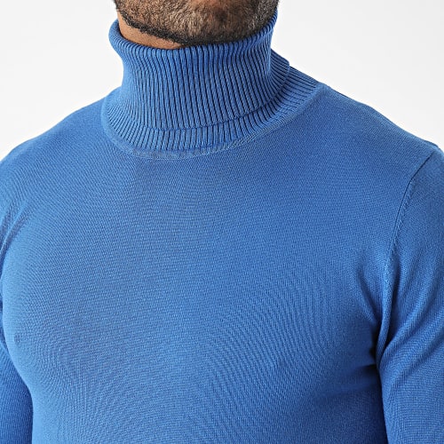 Pull Col Roulé Bleu