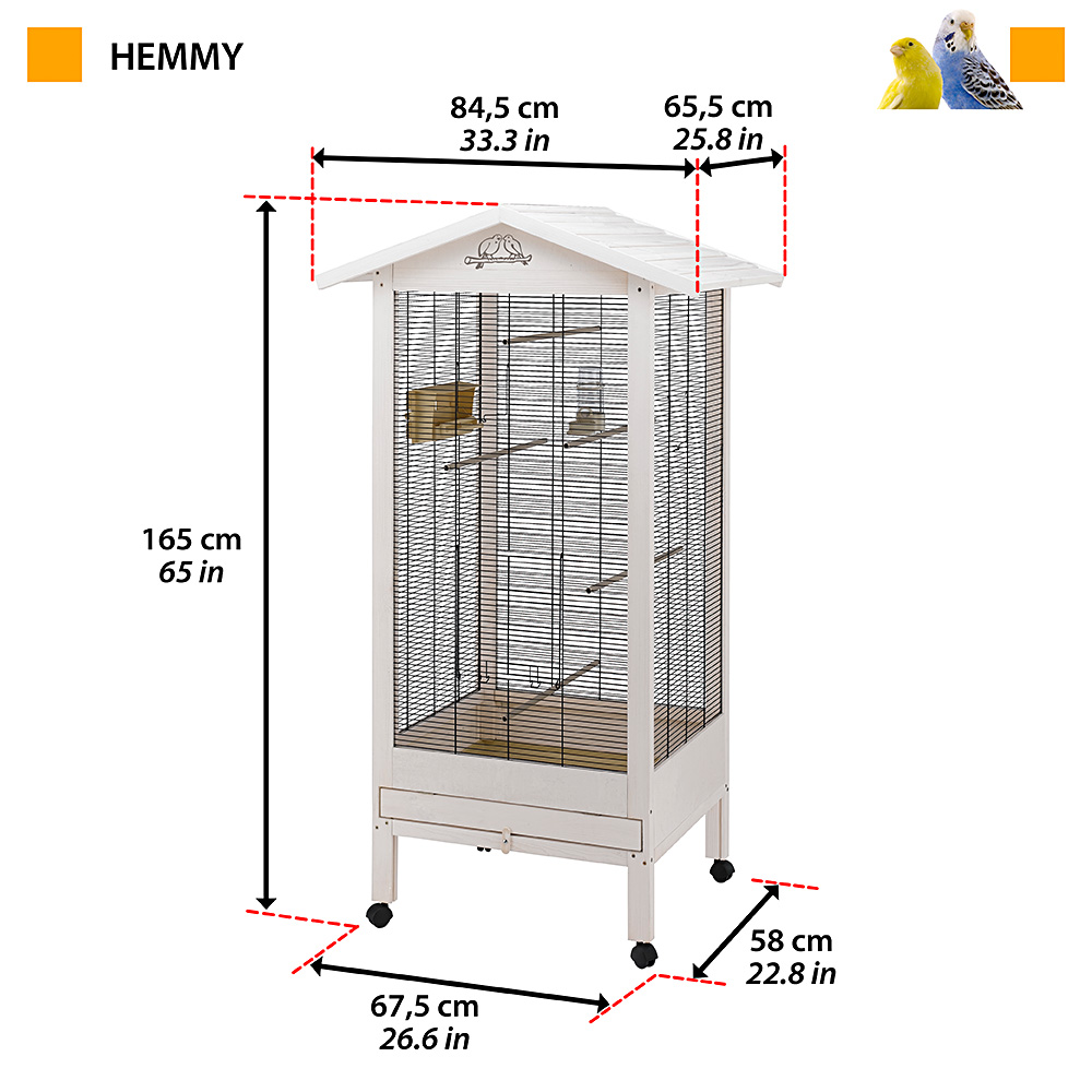 Ferplast volière cage à oiseaux hemmy cage pour oiseaux, canaris, pinsons, perruches ondulées, inséparables, en bois, accessoires