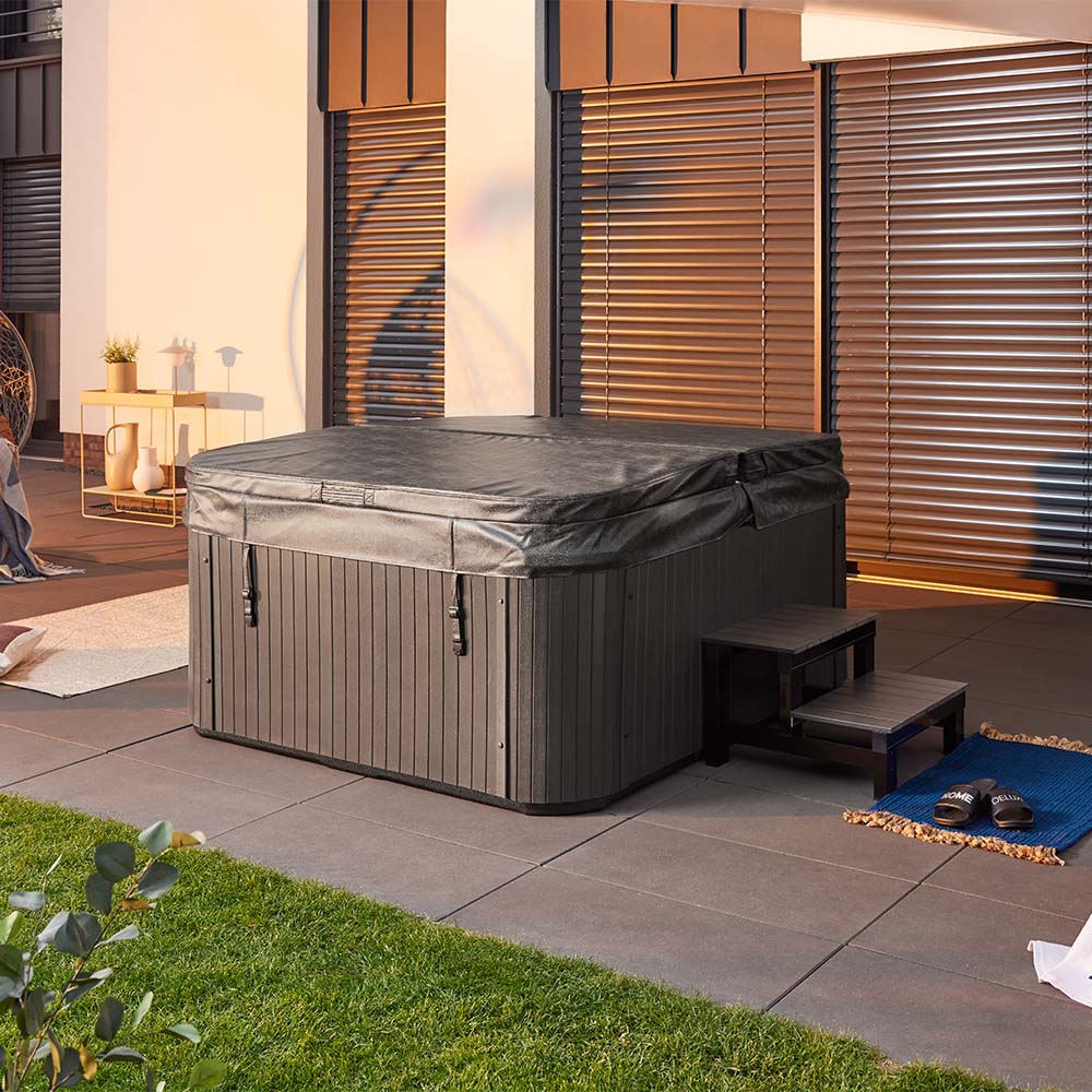 Home Deluxe - Buitenwhirlpool - SEA STAR PLUS Traptreden en Thermocover - Afmetingen 180 x 160 x 79 cm - Incl. Verwarming, 19 Massagejets en 15 Verlichting | Buitenwhirlpool Spa voor 4 Personen