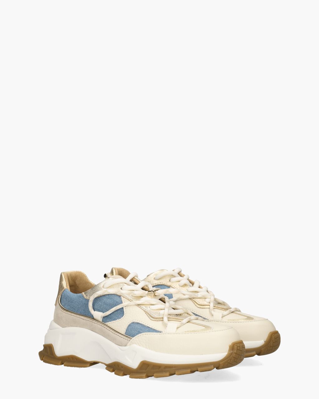 DWRS Label Bonney Denim Beige/Jeansblauw Damessneakers