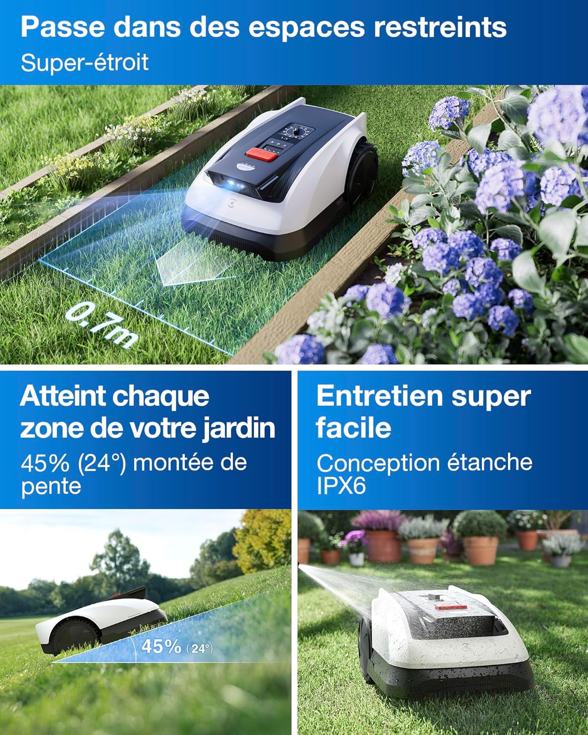 ECOVACS Goat O800 RTK Mähroboter Set – inkl. Mähroboter Garage für O800 RTK, ohne Begrenzungskabel, geeignet für 800m², LiDAR-gestützte RTK+Vision Navigation, Auto-Kartierung, präzises Kantenmähen