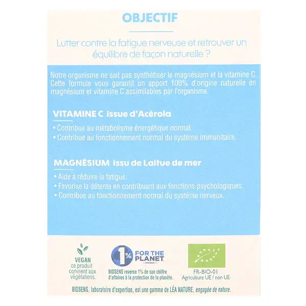 Biosens Vitamina C e Magnésio Orgânicos 24 comprimidos