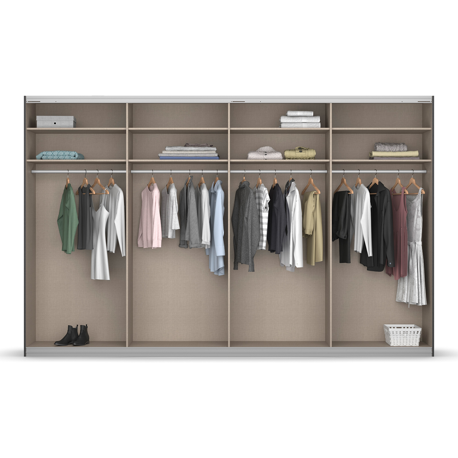 Schwebetürenschrank - Alpinweiß - 4-türig - 360 cm