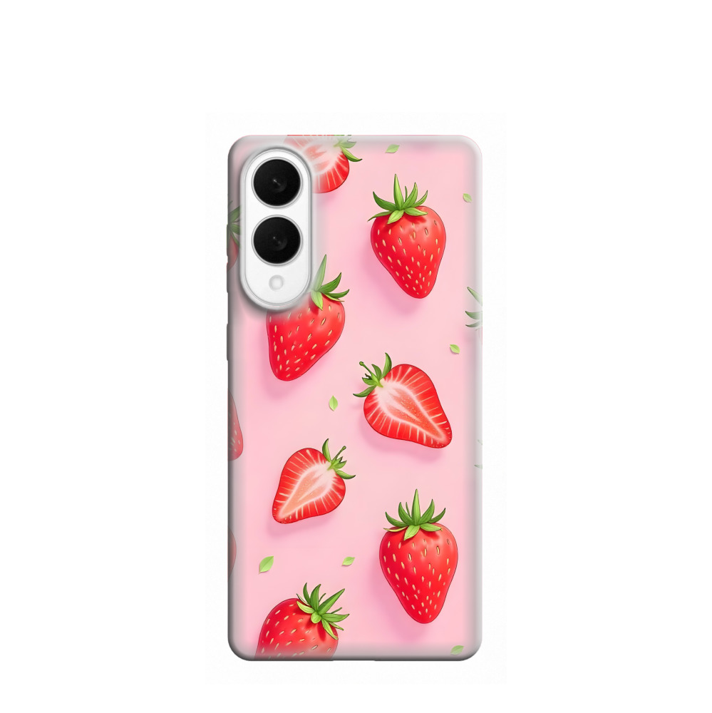 Samsung Galaxy S25 Edge Gummi Hülle Sommer Erdbeere - Rot