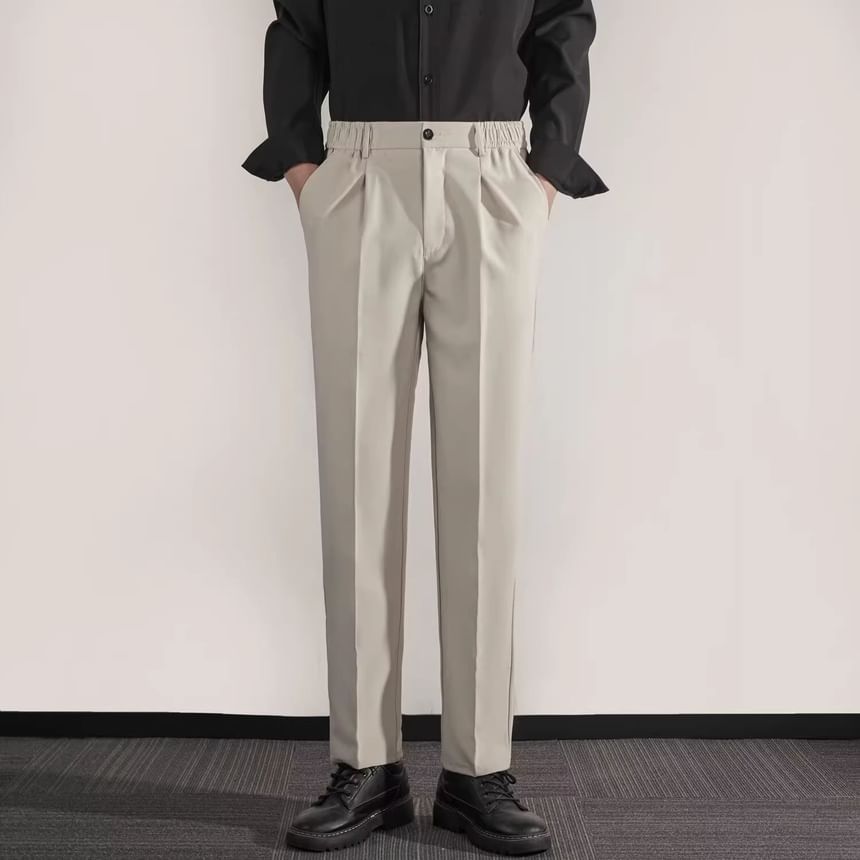 Loansk - Hoge taille effen cropped taps toelopende broek