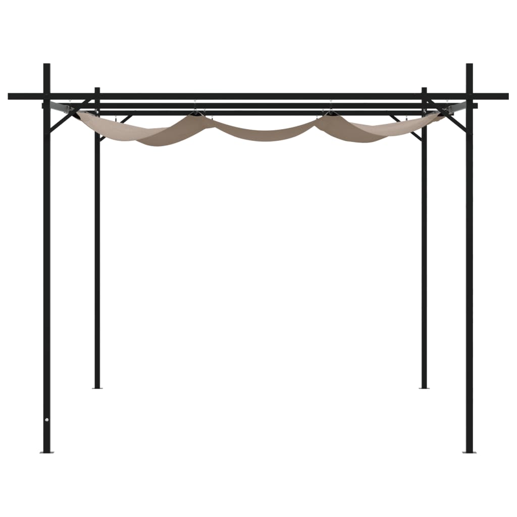 Pergola avec toit rétractable taupe 395x292x230 cm