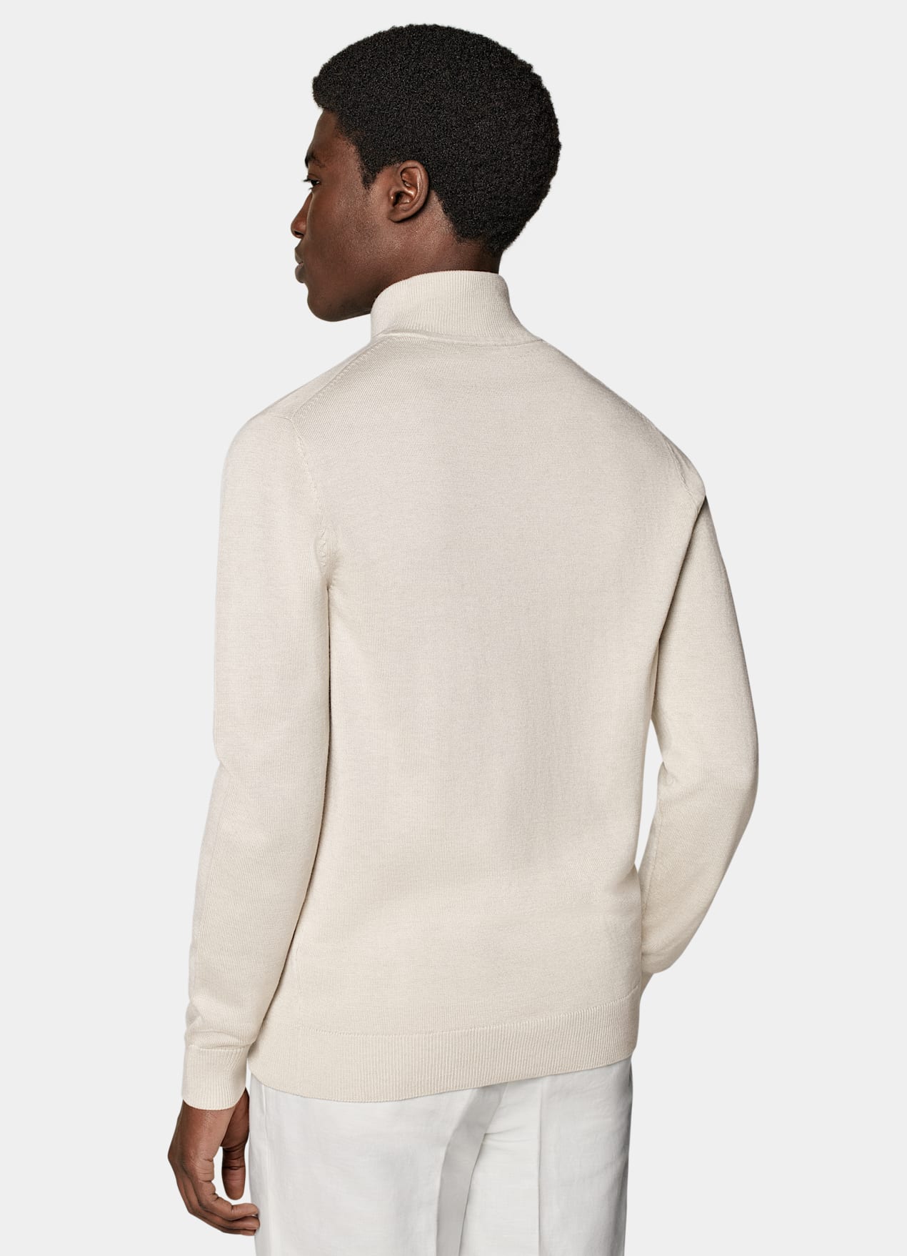 Pull semi-zippé sable