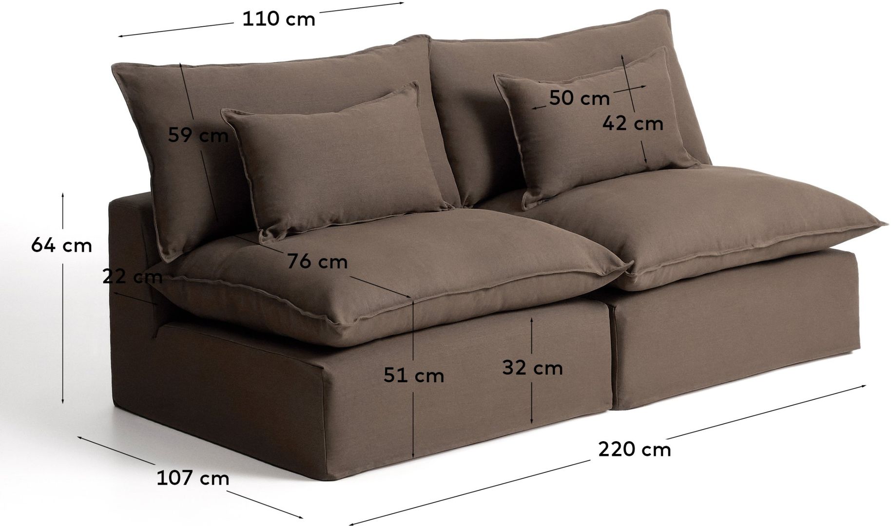 Kave Home Anarela Taupe 3-Zitsbank