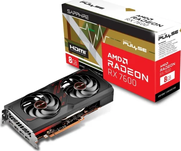 Sapphire Pulse Radeon RX 7600 - Grafikkort - Radeon RX 7600 - 8 GB GDDR6 - PCIe 4.0 x8 - HDMI, 3 x DisplayPort
