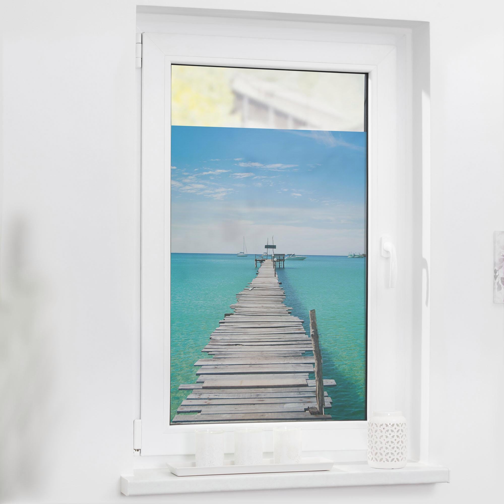 LICHTBLICK ORIGINAL Fensterfolie »El Mar« 1 Stk. blickdicht strukturiert Klebepunkte selbstklebend, Sichtschutz