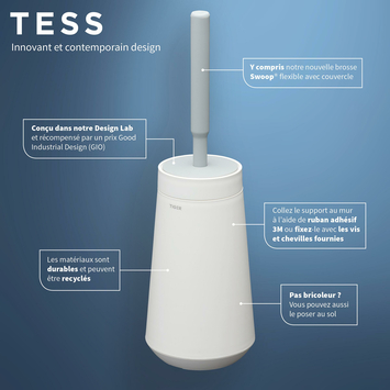 Tiger Toiletborstelhouder TESS met Swoop borstel flexibel wit/ lichtgrijs