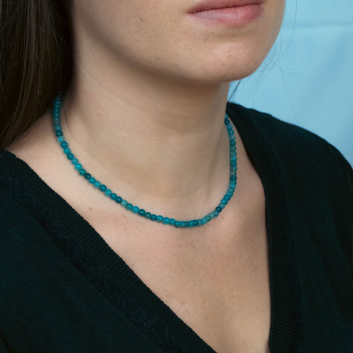 Collier, bracelet et boucles d'oreilles Serena en pierres Apatite