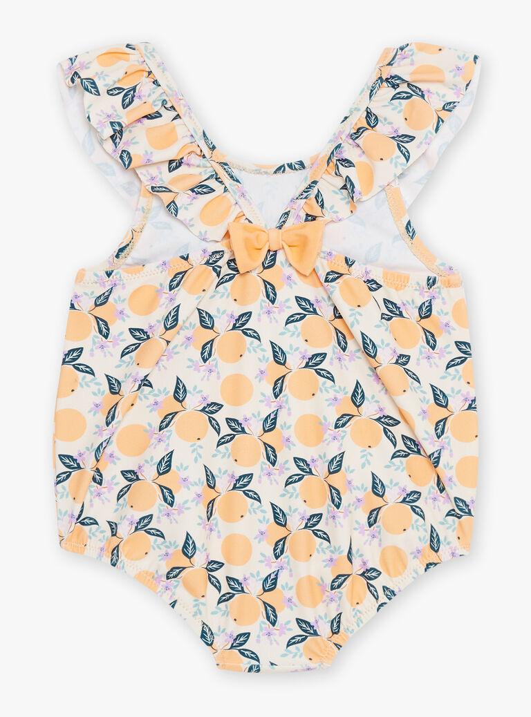Maillot de bain 1 pièce orange et bleu à imprimé clémentines