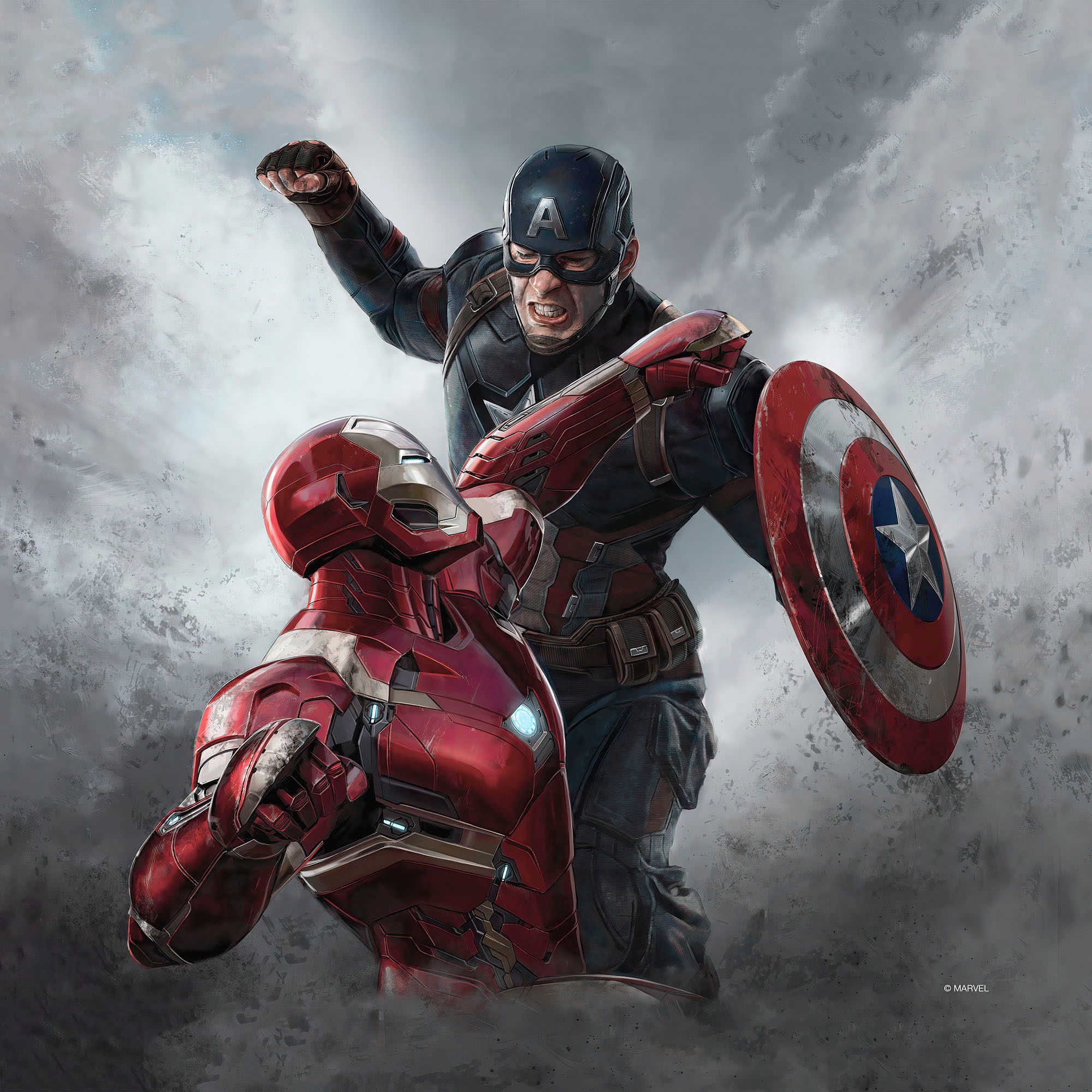 Komar Leinwandbild »Captain America vs. Iron Man - Grösse 30 x 30 cm« Disney 30 x 30 cm (Breite x Höhe), 1 Stk. tlg. Keilrahmenbild mit Echtholzrahmen, Kinderzimmer