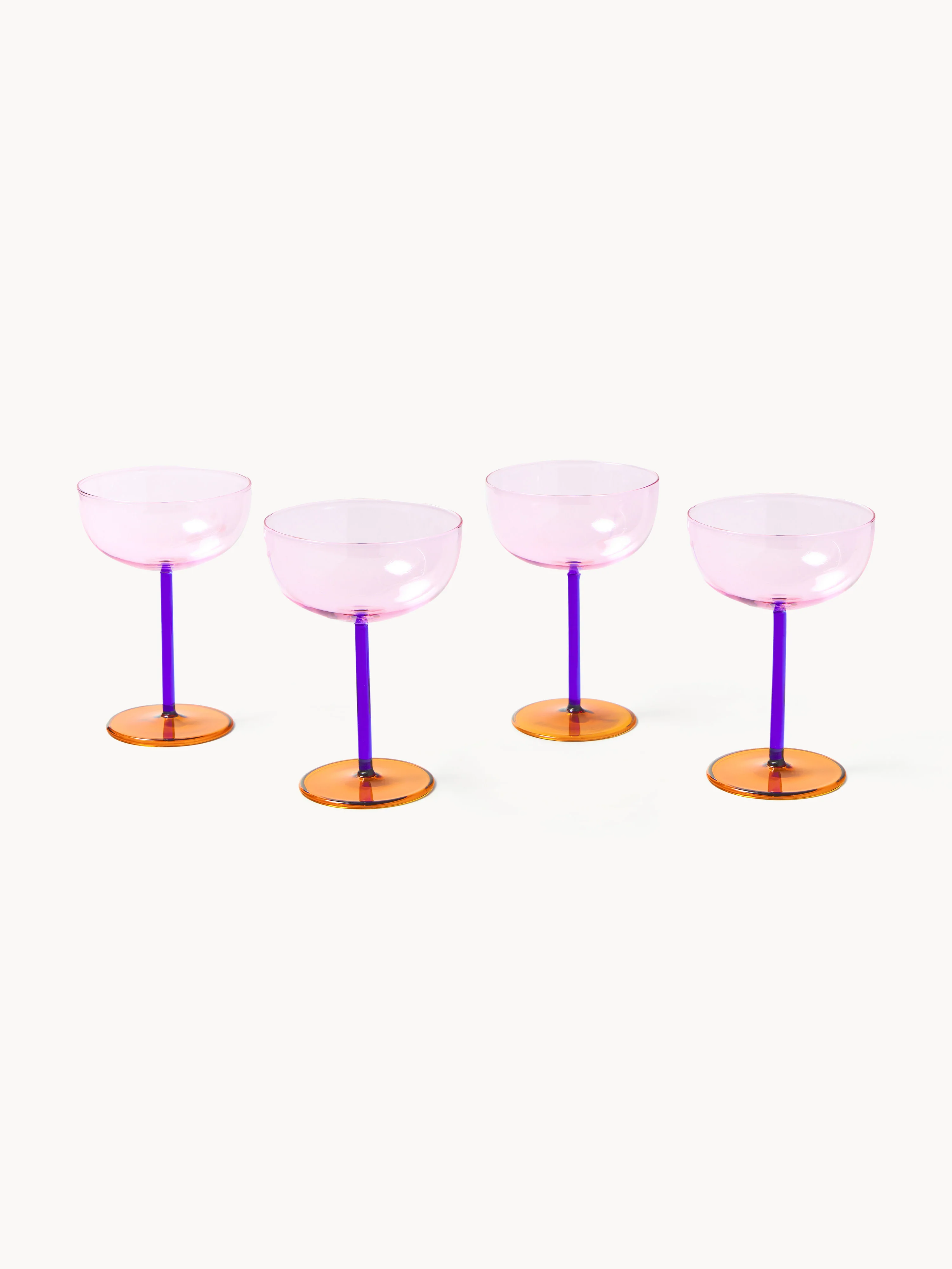 Mondgeblazen champagneglazen Karisa, 4-delig