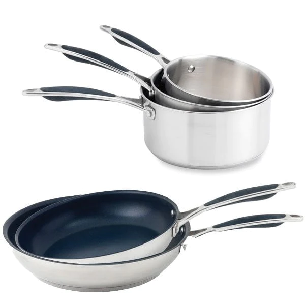 Batterie de cuisine 5 pièces Excell'Inox - 3 casseroles et 2 poêles Ma