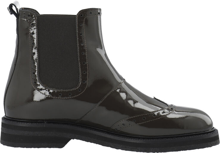 Cashott CASBETTY Brogue Chelsea Boot Patent Coffee