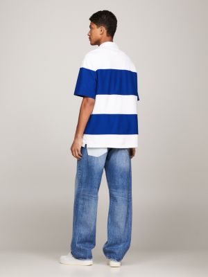 Camisa de rugby listrada de manga curta oversized