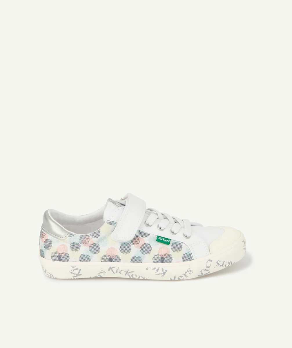 KICKERSBASKETS BLANCHES AVEC POIS COLORÉS FILLE