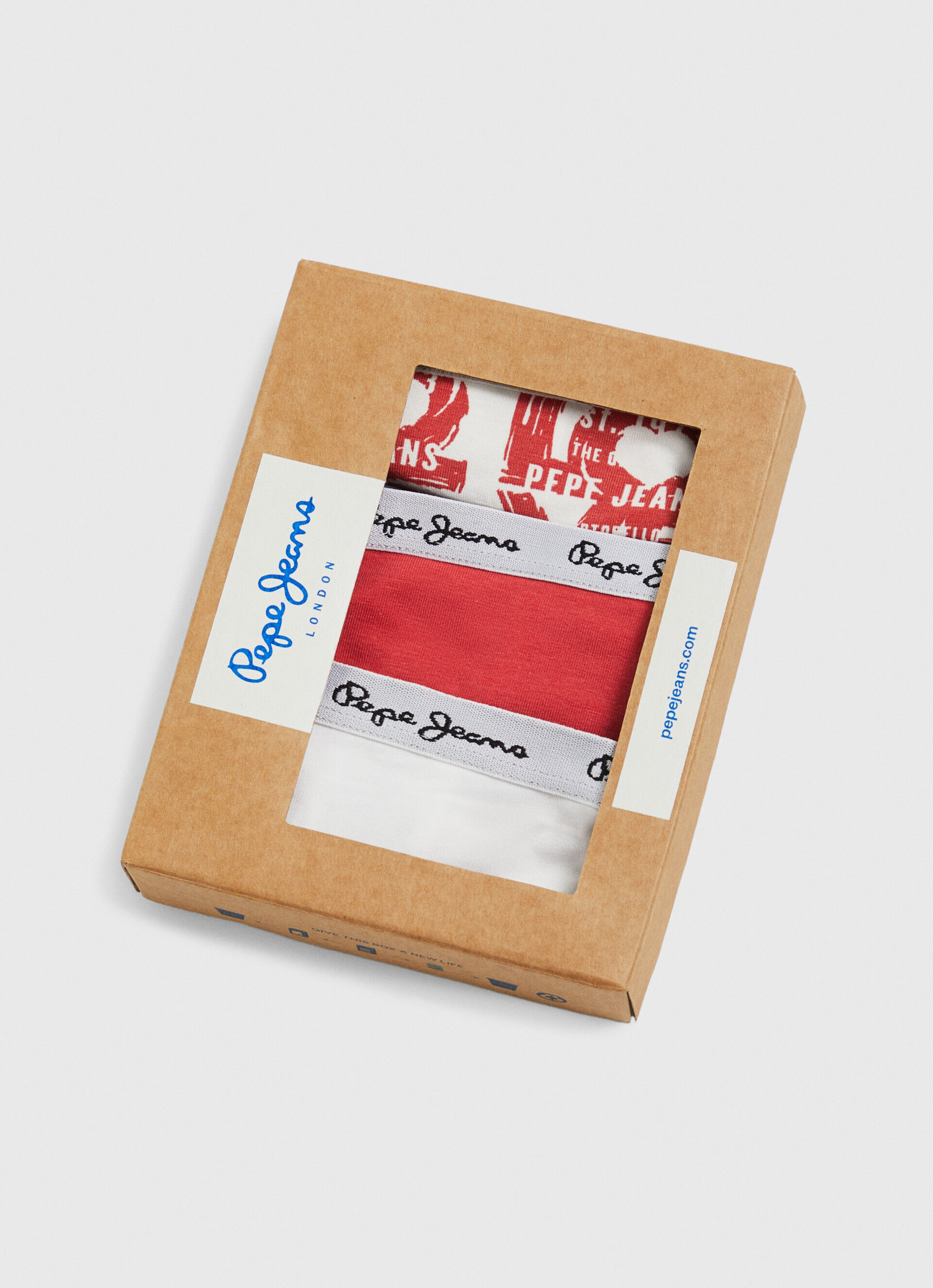 Conjunto de 3 calcinhas fio dental com logo estampado - vermelho estúdio