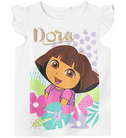 Name It T-Shirt - NmfMulsa Dora - Bright White m. Glitter