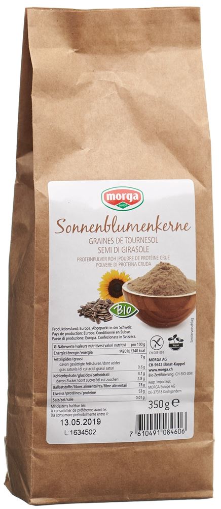 MORGA Sonnenblumenkernprotein Plv roh glutenfrei Bio Btl 350 g