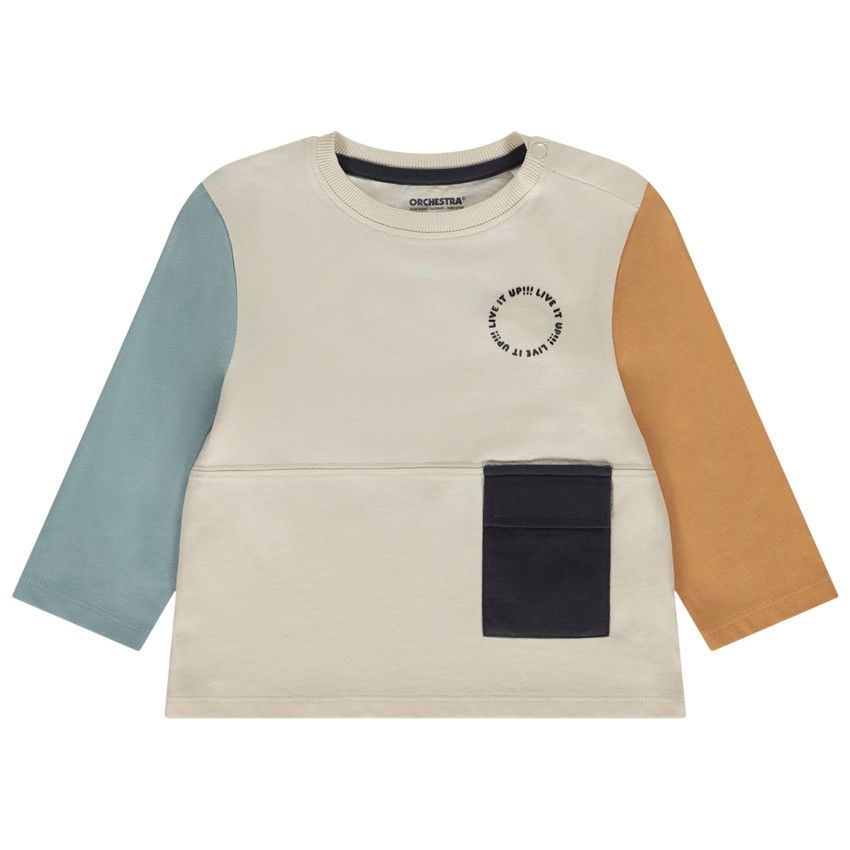 T-shirt manches longues effet color block pour bébé garçon - Ecru