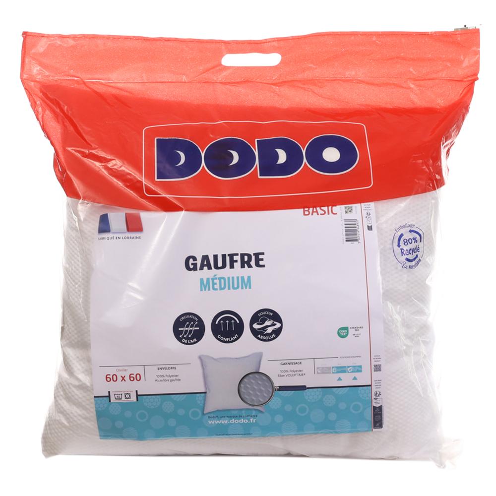 Dodo Oreiller Blanc Synthétique Medium Gaufré Dodo 60x60