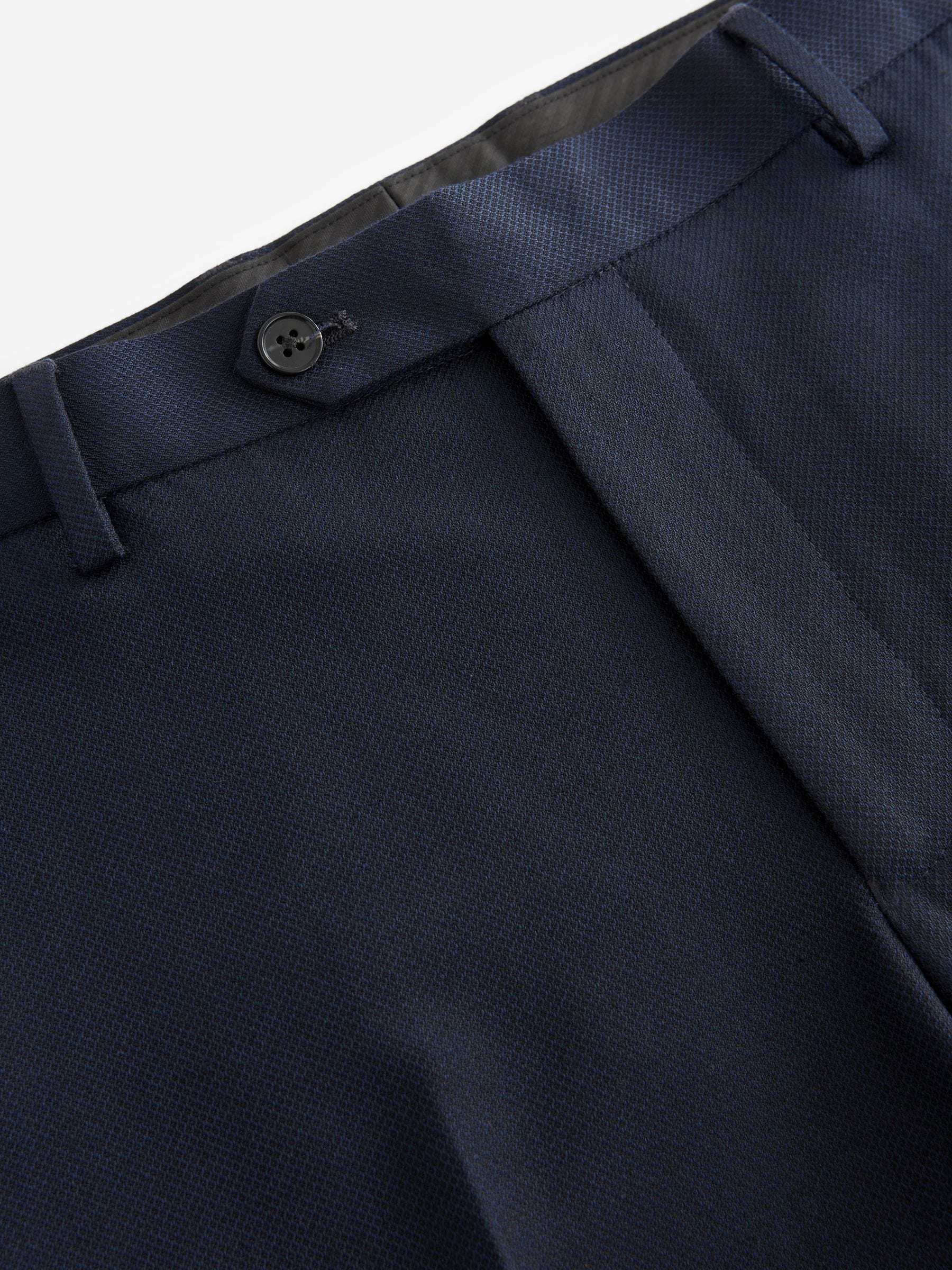 Donkerblauw - Slim Fit - Kostuum met textuur: broek
