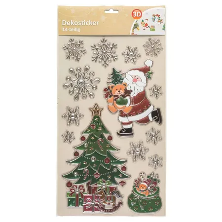 Idena 3D Wandsticker geprägt Tannenbaum/Santa, bunt