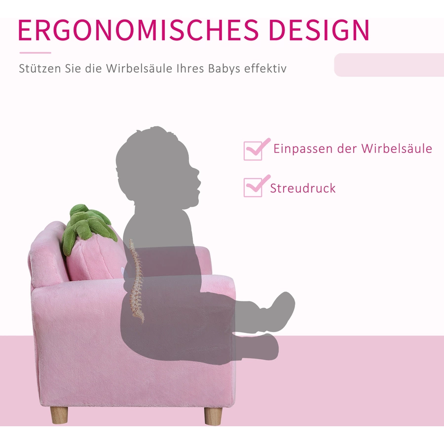 HOMCOM Kinder Erdbeersofa rosa, grün
