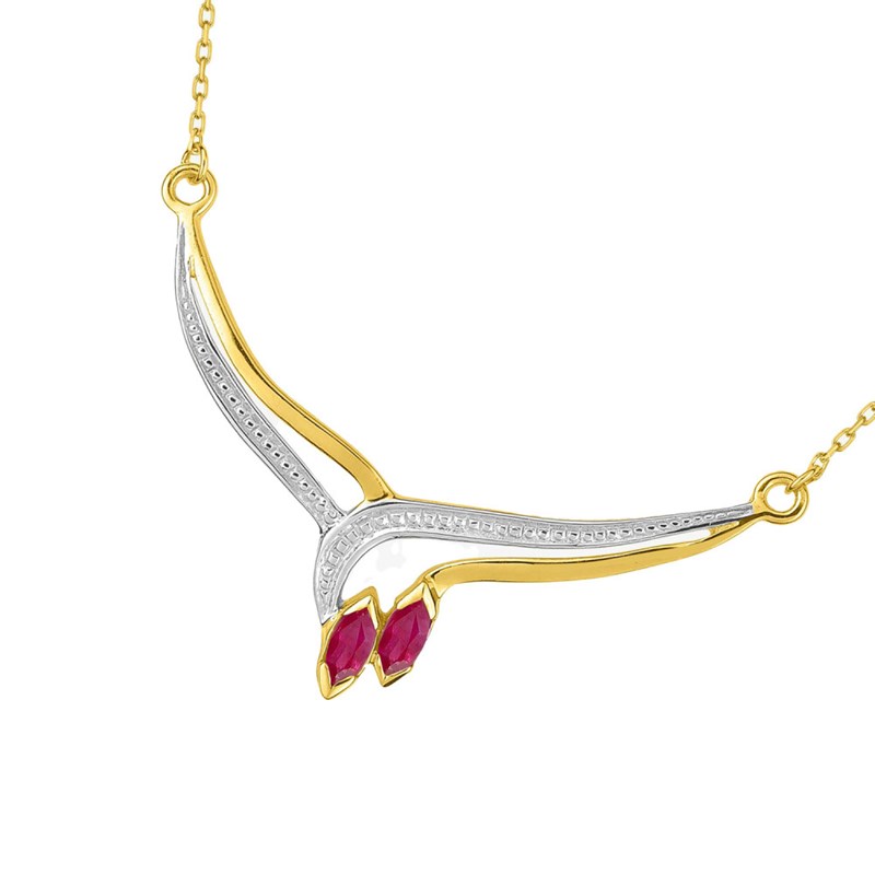Collier Femme - rubis - Or 18 Carats - Longueur : 42 cm