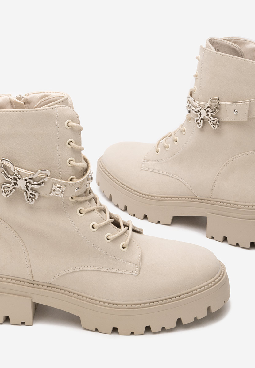 Bottines rangers femme beige Barebria