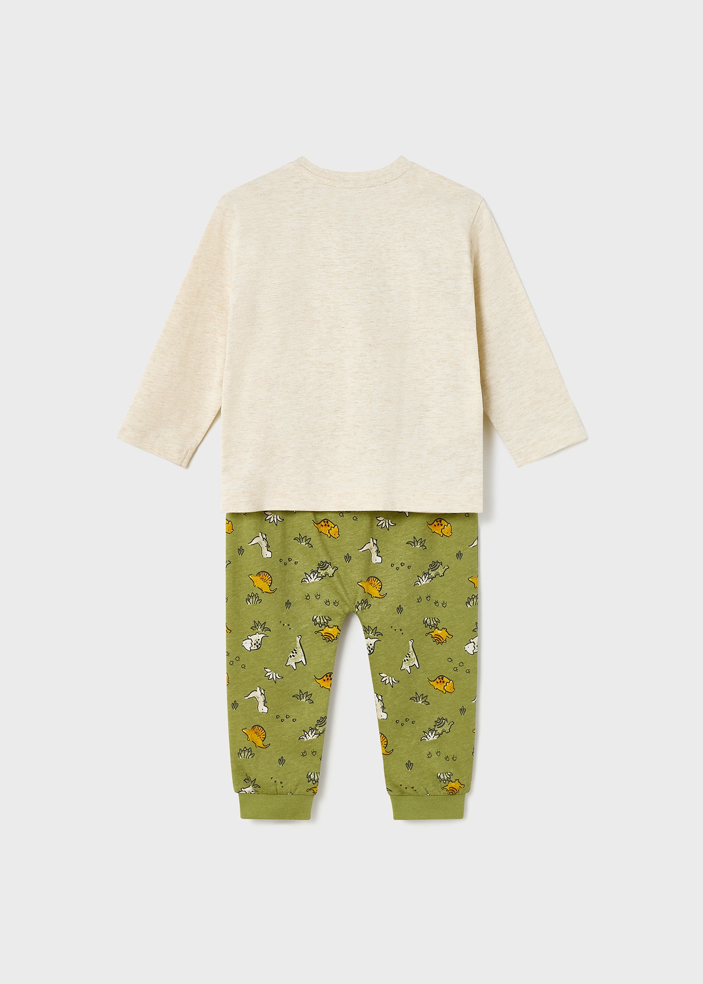 Pijama comprido com estampa e confeccionado em algodão sustentável para bebê
