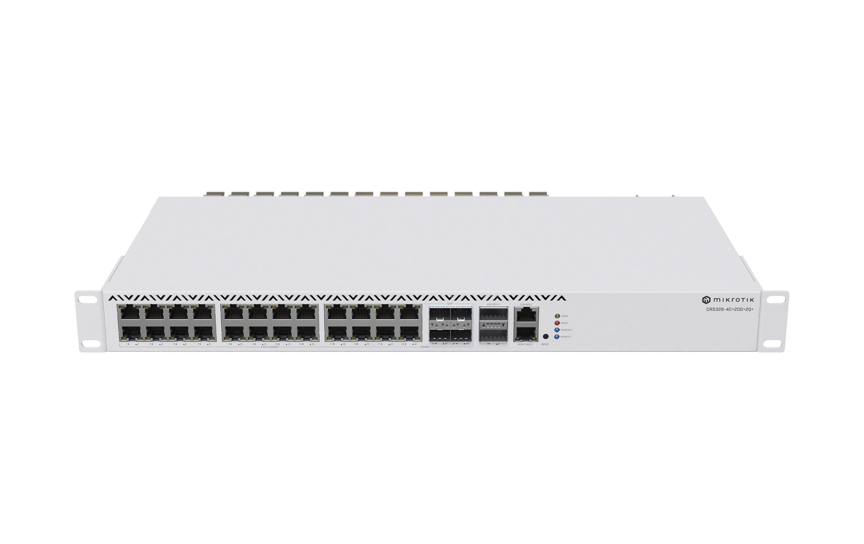 SFP+ Switch CRS326-4C+20G+2Q+RM 26 Port<br>Switch mit 2.5 Gigabit Port-Dichte, Combo-Ports und ultraschnellen 40 Gbps QSFP+ Schnittstellen