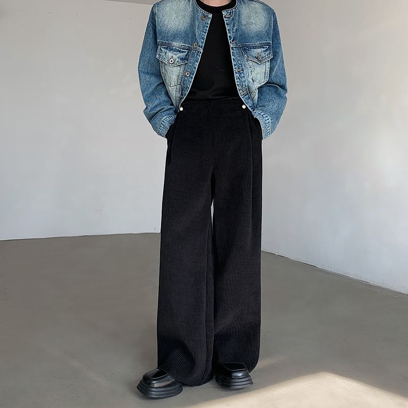 Freehop - Hoge taille effen wijde broek