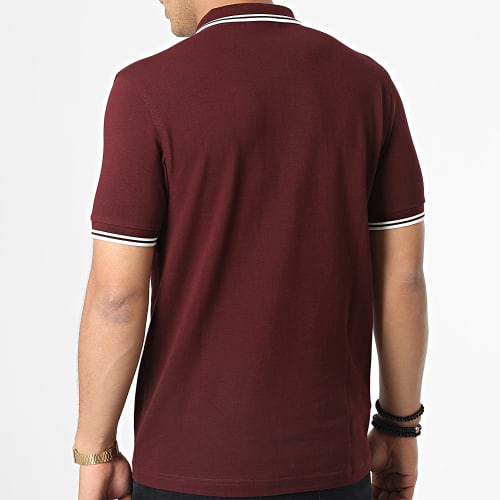 Polo Manches Courtes Twin Tipped M3600 Bordeaux Blanc
